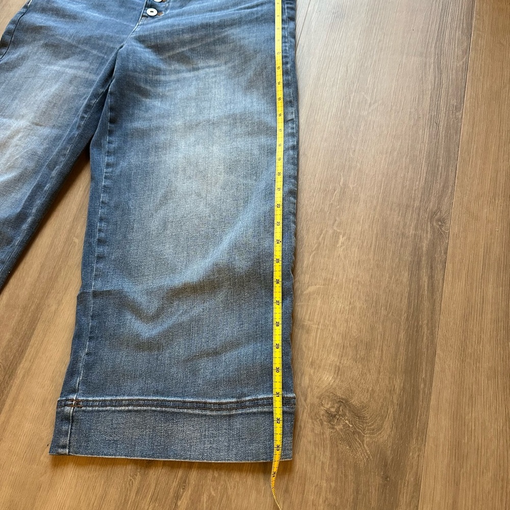 J. Jill Button-Fly High Wasted Cropped Blue Jeans - size 14 petite - Picture 2 of 7